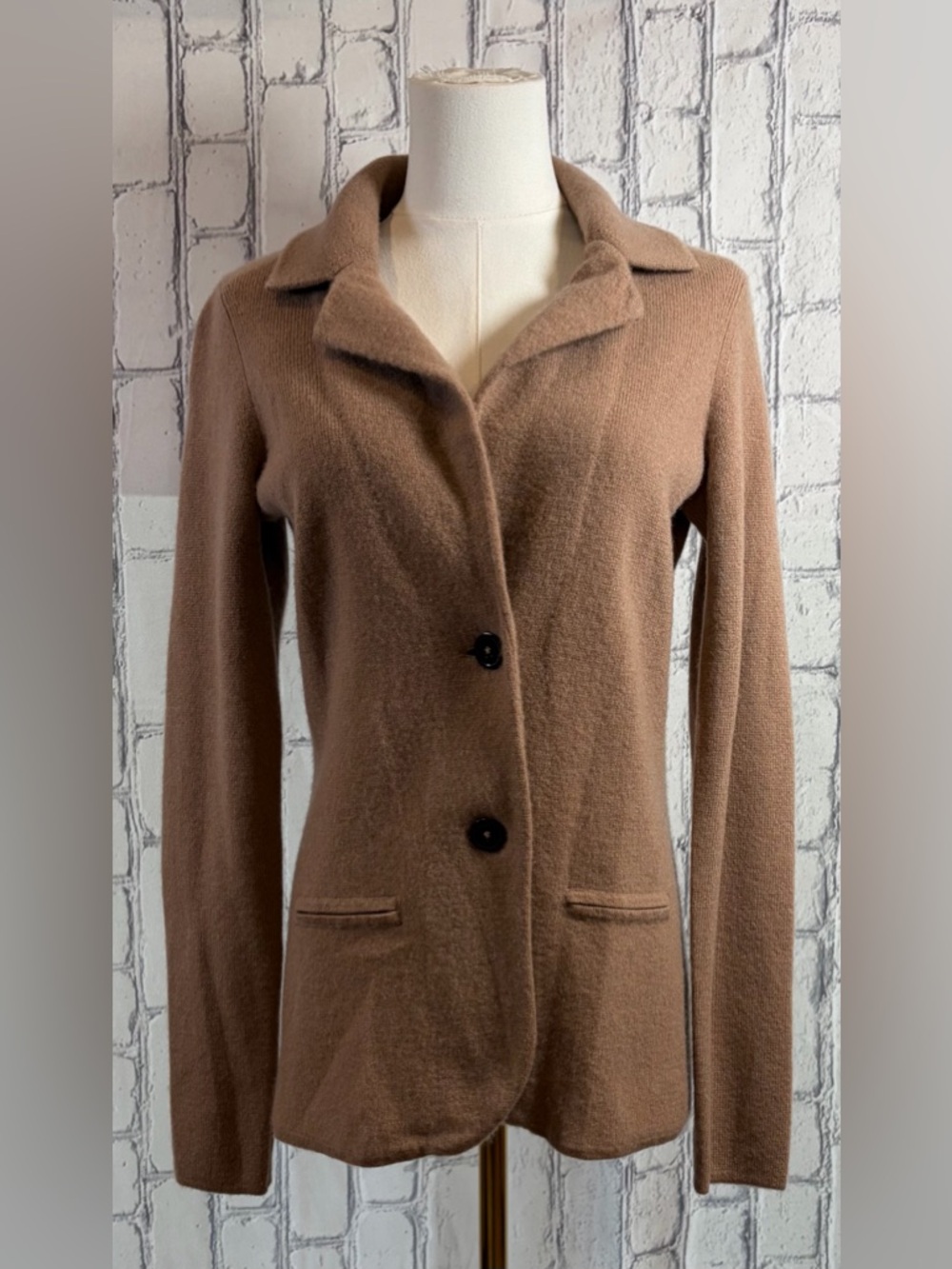 C by Bloomingdale’s Cashmere:S Stylish Women Brown Button-Front Cardigan/Blazer